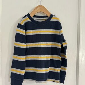 Sonoma 5/6 heavier ribbed long sleeve shirt blue and yellow stripes